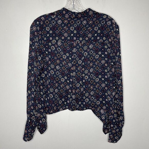 DEREK LAM 10 Crosby Top Womens 0 Black Red Print Button Up Blouse 100% Silk - Picture 4 of 8